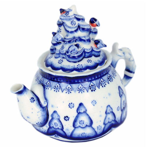 Чайник "Рождество" малый Гжель №ЧП042