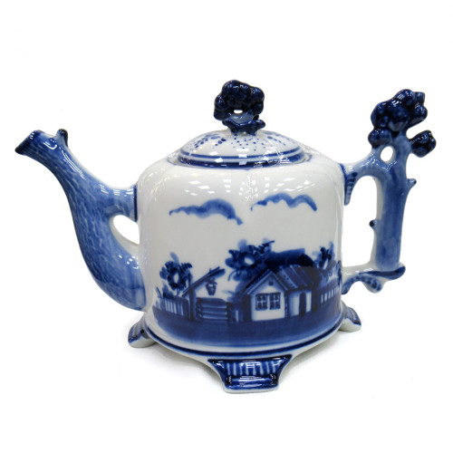 Чайник "Деревня" Гжель №NP04