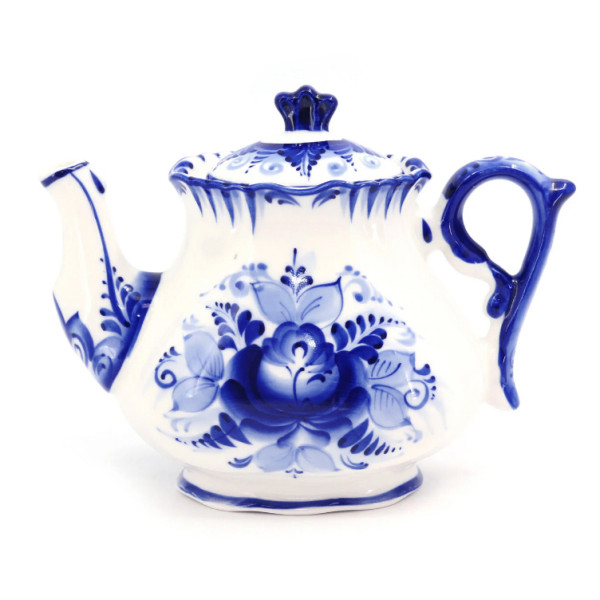 Чайник "Плоский" малый Гжель №STS069 Чайник "Плоский" малый Гжель №STS069