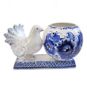 Карандашница Гжель "Голубка" №CHR002