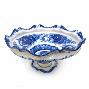 Конфетница "Утро" Гжель большая №12-6A