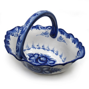 Ваза для фруктов "Ладья" Гжель №STS602