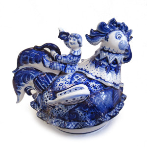 Масленка Гжель "Скоморошьи забавы" №CHP022