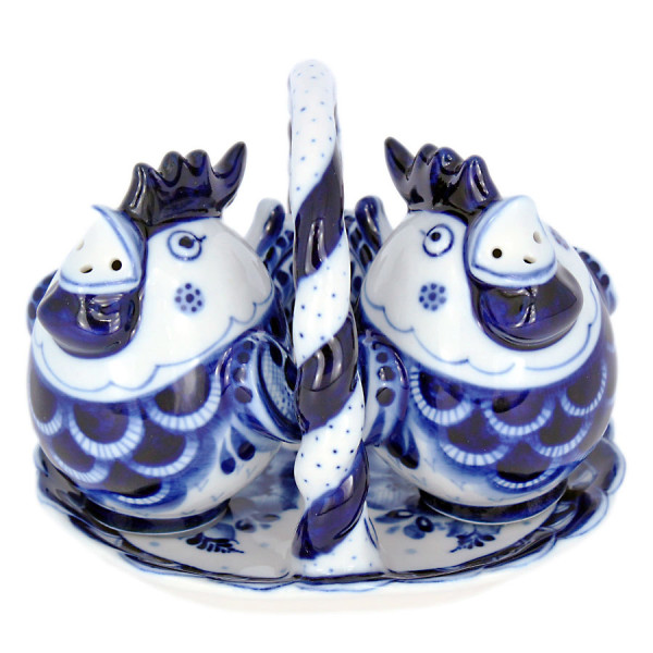 Набор для специй Гжель "Петушки" №CHN008 Набор для специй Гжель "Петушки" №CHN008