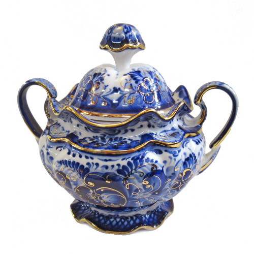 Сахарница "Семейная в золоте" Гжель №03-2-1A