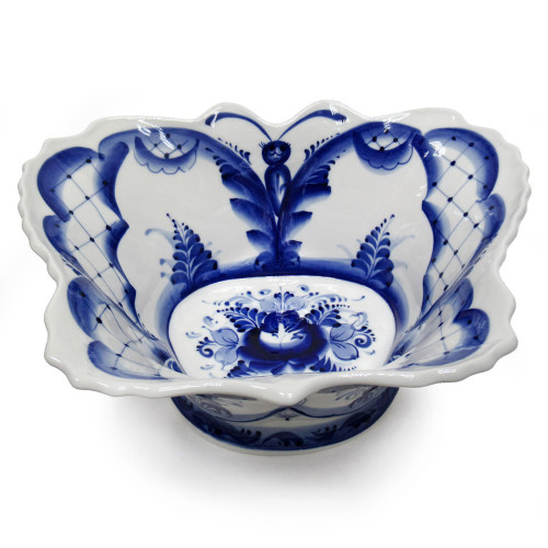 Салатник "Бабочка" Гжель высокий большой №STS1104