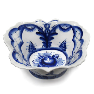 Салатник "Бабочка" Гжель высокий малый №STS1105