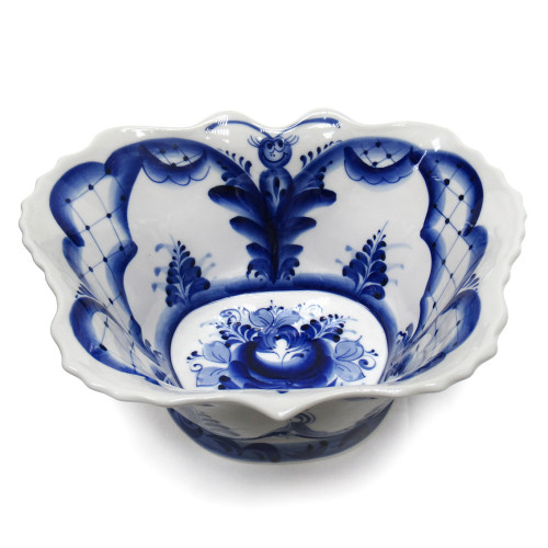 Салатник "Бабочка" Гжель высокий малый №STS1105