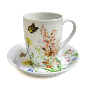 Чашка с блюдцем фарфоровая №7949-3A