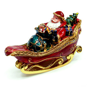 Шкатулка под Фаберже "Дед мороз на санях" №BP111K1