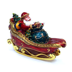 Шкатулка под Фаберже "Дед мороз на санях" №BP111K1