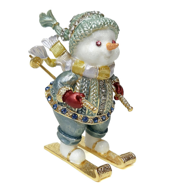Шкатулка под Фаберже "Снеговик на лыжах" №SBP3855K1 Шкатулка под Фаберже "Снеговик на лыжах" №SBP3855K1