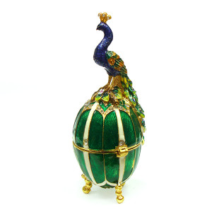 Шкатулка под Фаберже "Павлин на яйце" №BP303K1