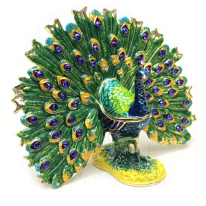 Шкатулка под Фаберже "Павлин маленький" №BP76K1