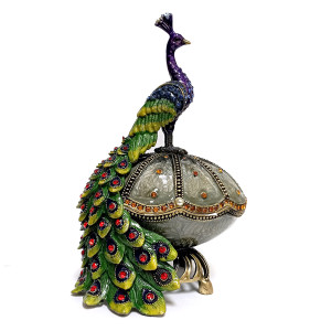 Шкатулка под Фаберже "Павлин на яйце" №BP1757B1