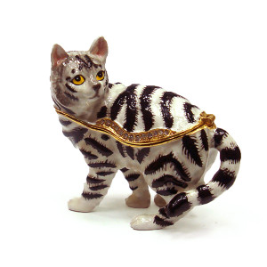 Шкатулка под Фаберже "Полосатый кот" №BP2904K1