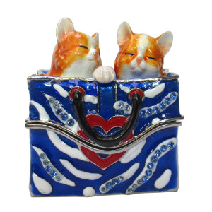 Шкатулка под Фаберже "Коты в сумке" №BP3240K2