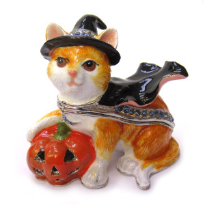 Шкатулка под Фаберже "Кот Хэллоуин рыжий" №BP3283P1