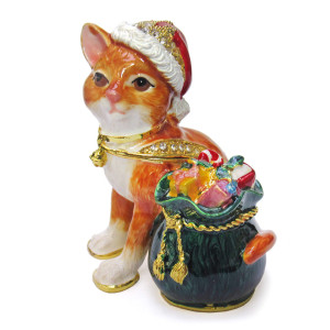 Шкатулка под Фаберже "Кот с мешком подарков" №BP3284K1