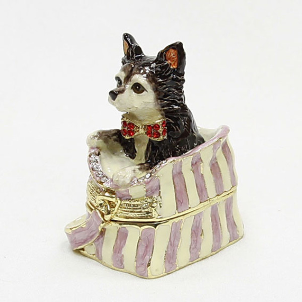 Шкатулка под Фаберже "Собака в сумке" №BP823K1 Шкатулка под Фаберже "Собака в сумке" №BP823K1