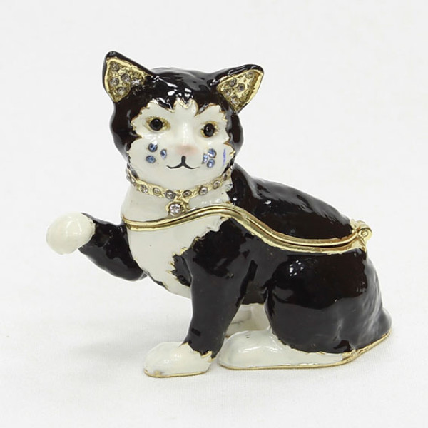 Шкатулка под Фаберже "Черно-белая кошка" №BP218K1 Шкатулка под Фаберже "Черно-белая кошка" №BP218K1