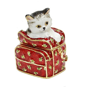 Шкатулка под Фаберже "Котёнок в сумке" №BP280K1