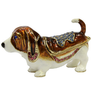 Шкатулка под Фаберже "Собака Бассет" №BP31K1