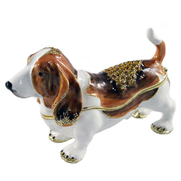 Шкатулка под Фаберже "Собака Бассет" №BP453K1 Шкатулка под Фаберже "Собака Бассет" №BP453K1