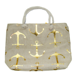 Пляжная сумка текстильная "Золотые якоря" №SUM-1