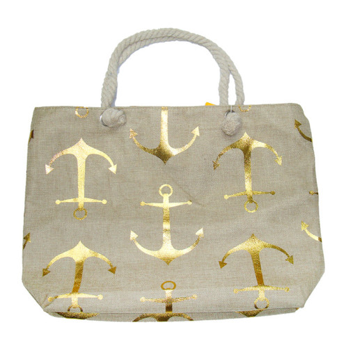 Пляжная сумка текстильная "Золотые якоря" №SUM-1