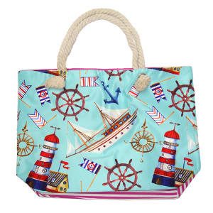 Пляжная сумка текстильная "Маяк-Яхта-Штурвал" №SUM-12