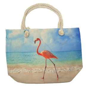 Пляжная сумка текстильная "Фламинго-море" №SUM-14