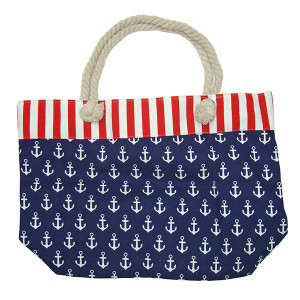 Пляжная сумка текстильная "Якоря и полосы" №SUM-7
