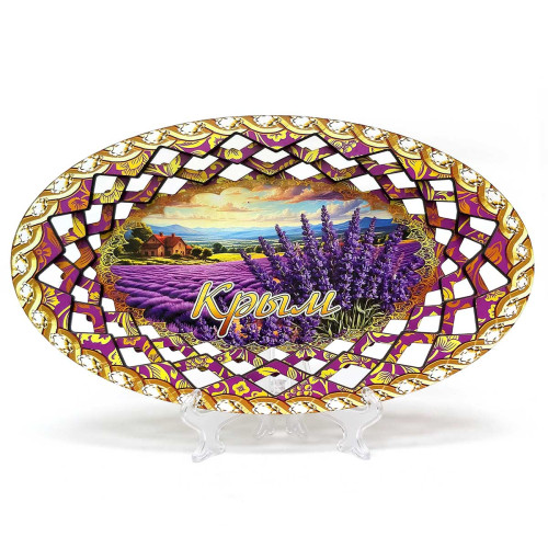 Тарелка из дерева овальная Крым Лаванда №TK1-1