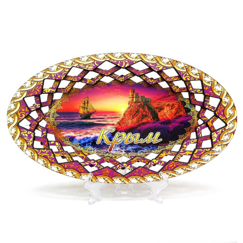 Тарелка из дерева овальная Крым Лаванда №TK1-2