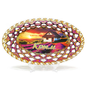 Тарелка из дерева овальная Крым Лаванда №TK1-6