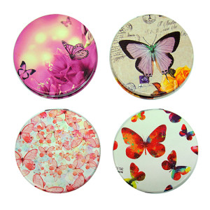 Зеркало с отделкой из искусственной кожи "Бабочки" №B3-1