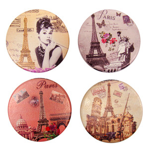 Зеркало с отделкой из искусственной кожи "Города Европы" №B3-14