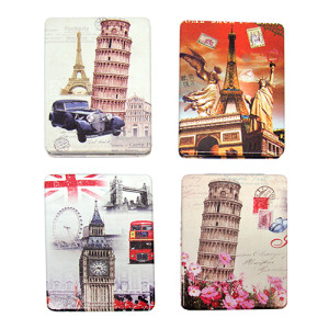 Зеркало с отделкой из искусственной кожи "Города Европы" №B3-15