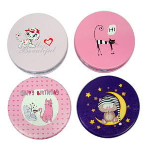 Зеркало с отделкой из искусственной кожи "Коты" №B3-2