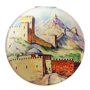 Зеркало с отделкой из искусственной кожи "Крым" №7698-03